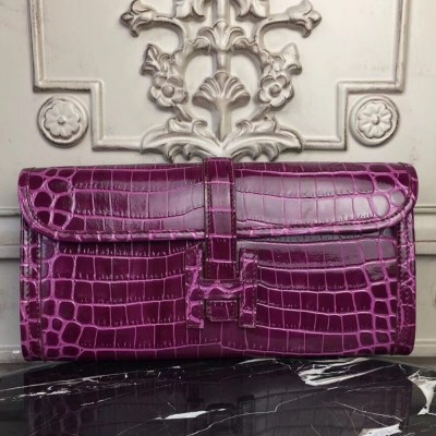 Hermes Jige Elan 29 Clutch In Fuchsia Crocodile Leather TDBS26600