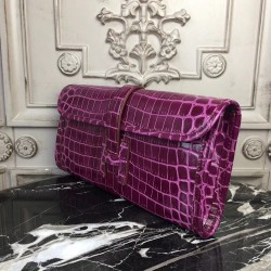 Hermes Jige Elan 29 Clutch In Fuchsia Crocodile Leather TDBS26600