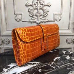 Hermes Jige Elan 29 Clutch In Orange Crocodile Leather TDBS26601