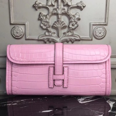 Hermes Jige Elan 29 Clutch In Pink Crocodile Leather TDBS26602