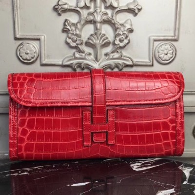 Hermes Jige Elan 29 Clutch In Red Crocodile Leather TDBS26603