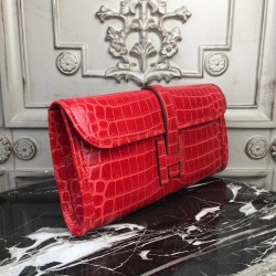 Hermes Jige Elan 29 Clutch In Red Crocodile Leather TDBS26603