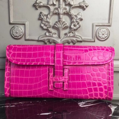 Hermes Jige Elan 29 Clutch In Rose Red Crocodile Leather TDBS26604