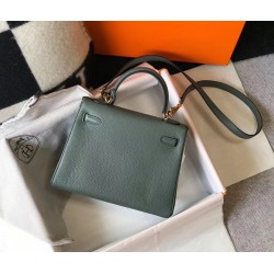 Hermes Kelly 25cm Retourne Bag In Vert Amande Clemence Leather TDBS26903