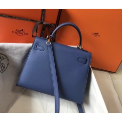 Hermes Kelly 25cm Sellier Bag In Agate Blue Epsom Leather TDBS26904