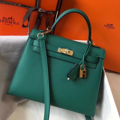 Hermes Kelly 25cm Sellier Bag In Malachite Epsom Leather TDBS26907