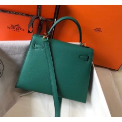 Hermes Kelly 25cm Sellier Bag In Malachite Epsom Leather TDBS26907