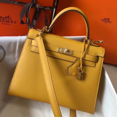 Hermes Kelly 25cm Sellier Bag In Yellow Epsom Leather TDBS26913