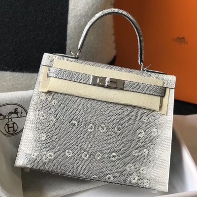 Hermes Kelly 28cm Bag In Ombre Embossed Natural Lizard TDBS26918