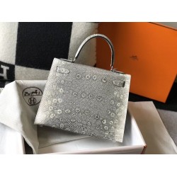 Hermes Kelly 28cm Bag In Ombre Embossed Natural Lizard TDBS26918