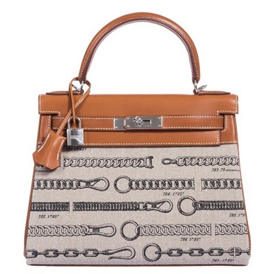 Hermes Kelly 28cm De Camp Dechainee Toile Bag TDBS26923