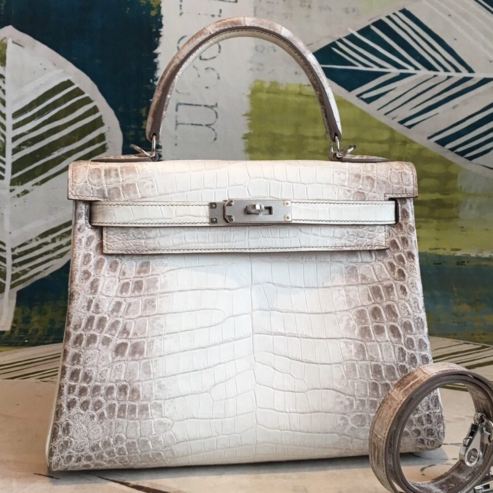 Hermes Kelly 28cm Niloticus Crocodile Himalaya TDBS26925