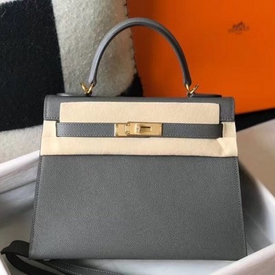 Hermes Kelly 28cm Sellier Bag In Ardoise Epsom Leather TDBS26929