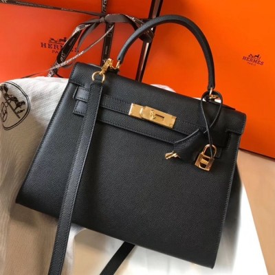 Hermes Kelly 28cm Sellier Bag In Black Epsom Leather TDBS26930