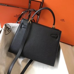 Hermes Kelly 28cm Sellier Bag In Black Epsom Leather TDBS26930