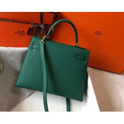 Hermes Kelly 28cm Sellier Bag In Malachite Epsom Leather TDBS26934