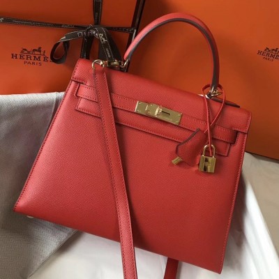 Hermes Kelly 28cm Sellier Bag In Red Epsom Leather TDBS26935