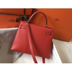 Hermes Kelly 28cm Sellier Bag In Red Epsom Leather TDBS26935