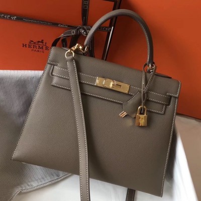 Hermes Kelly 28cm Sellier Bag In Taupe Epsom Leather TDBS26936