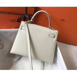 Hermes Kelly 28cm Sellier Bag In White Epsom Leather TDBS26938