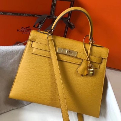 Hermes Kelly 28cm Sellier Bag In Yellow Epsom Leather TDBS26939