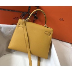 Hermes Kelly 28cm Sellier Bag In Yellow Epsom Leather TDBS26939