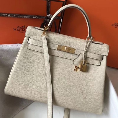 Hermes Kelly 32cm Retourne Bag In Beton Clemence Leather TDBS26941