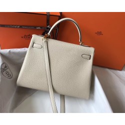 Hermes Kelly 32cm Retourne Bag In Beton Clemence Leather TDBS26941