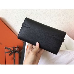 Hermes Kelly Classic Long Wallet In Black Epsom Leather TDBS27754