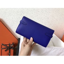 Hermes Kelly Classic Long Wallet In Blue Electric Epsom Leather TDBS27755