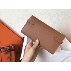 Hermes Kelly Classic Long Wallet In Brown Epsom Leather TDBS27757