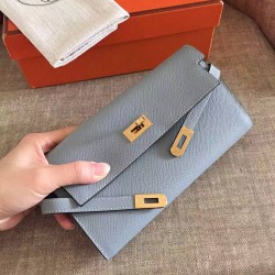 Hermes Kelly Classic Long Wallet In Ciel Epsom Leather TDBS27758