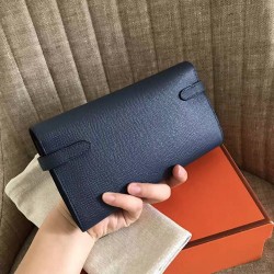 Hermes Kelly Classic Long Wallet In Navy Epsom Leather TDBS27762