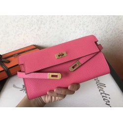 Hermes Kelly Classic Long Wallet In Pink Epsom Leather TDBS27764