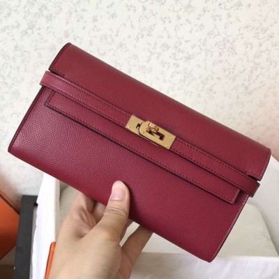 Hermes Kelly Classic Long Wallet In Ruby Epsom Leather TDBS27766