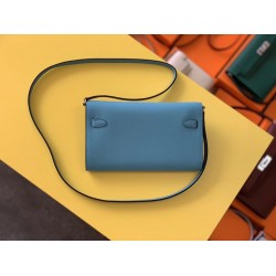 Hermes Kelly Classique To Go Wallet In Blue Du Nord Epsom Calfskin TDBS27769