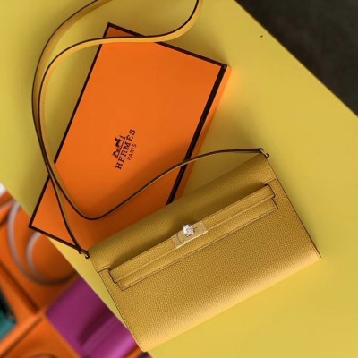 Hermes Kelly Classique To Go Wallet In Yellow Epsom Calfskin TDBS27785