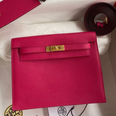 Hermes Kelly Danse II Bag In Rose Mexico Evercolor Calfskin TDBS26953