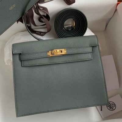 Hermes Kelly Danse II Bag In Vert Amande Evercolor Calfskin TDBS26954