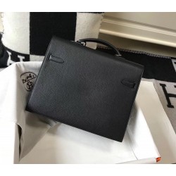 Hermes Kelly Depeche 34 Briefcase In Black Calfskin TDBS26955