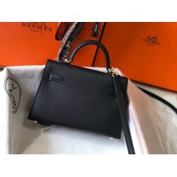 Hermes Kelly Mini II Bag In Black Epsom Leather TDBS26965