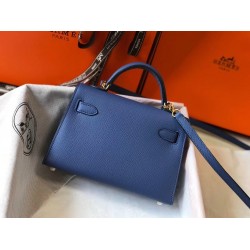 Hermes Kelly Mini II Bag In Blue Agate Epsom Leather TDBS26966