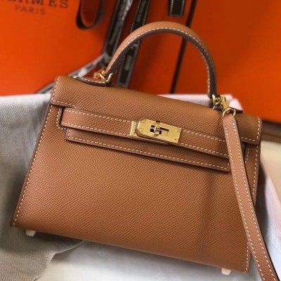 Hermes Kelly Mini II Bag In Gold Epsom Leather TDBS26970