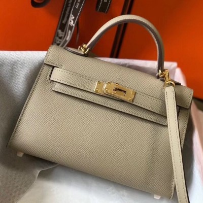 Hermes Kelly Mini II Bag In Gris Tourterelle Epsom Leather TDBS26975