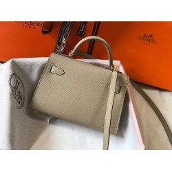 Hermes Kelly Mini II Bag In Gris Tourterelle Epsom Leather TDBS26975