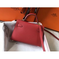 Hermes Kelly Mini II Bag In Rouge Vif Epsom Leather TDBS26985