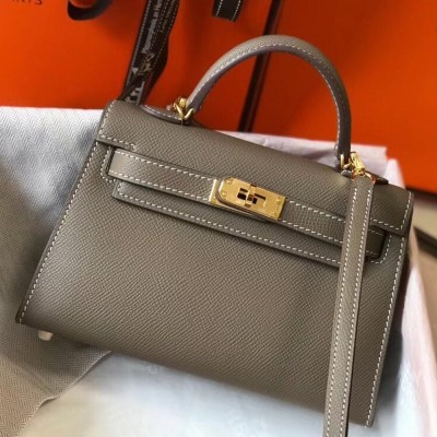 Hermes Kelly Mini II Bag In Taupe Grey Epsom Leather TDBS26987