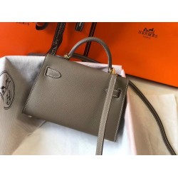 Hermes Kelly Mini II Bag In Taupe Grey Epsom Leather TDBS26987