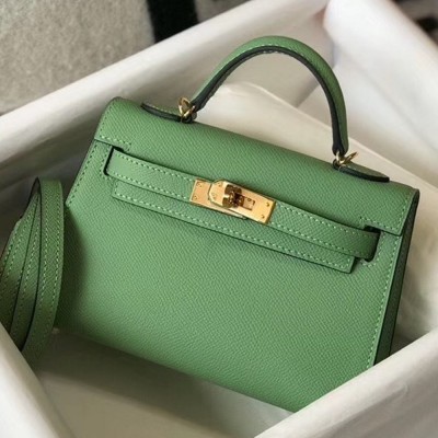 Hermes Kelly Mini II Bag In Vert Criquet Epsom Leather TDBS26990