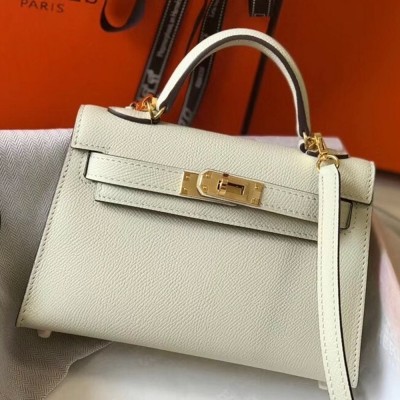 Hermes Kelly Mini II Bag In White Epsom Leather TDBS26991